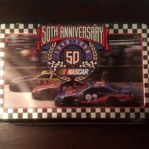 NASCAR 50th Anniversary Tin Box With 2 Decks Of Cards 1998
